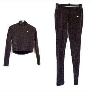 VFILES Sport Plus Long Sleeve Turtleneck And Leggings Medium Sparkly Outfit